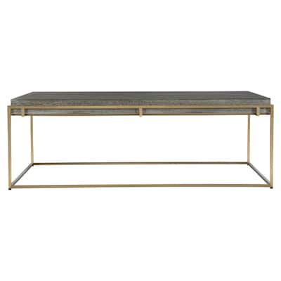 Rectangular Top Framed Coffee Accent Table - 48" - Brown and Gray