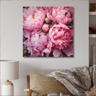 Designart "Pink Green Peony Captivating II" Floral Metal Wall Art ...