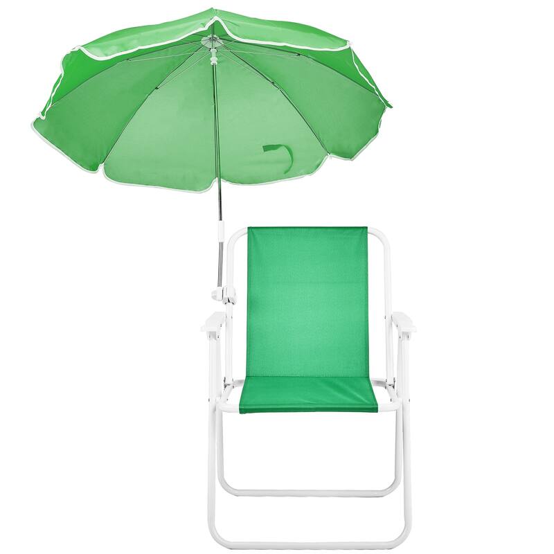 Folding Beach Chair with Umbrella for Adults, Lightweight Porable Camping Chair - 21.7 x 20.5 x 28.7 in (55 x 52 x 73 cm)