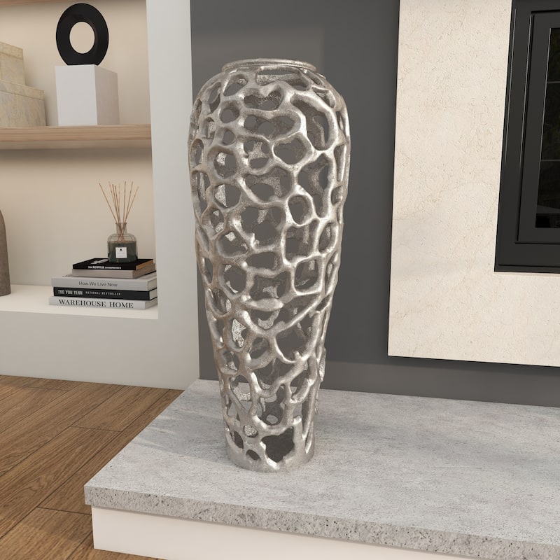 Gold Aluminum Metal Cutout Coral Decorative Vase