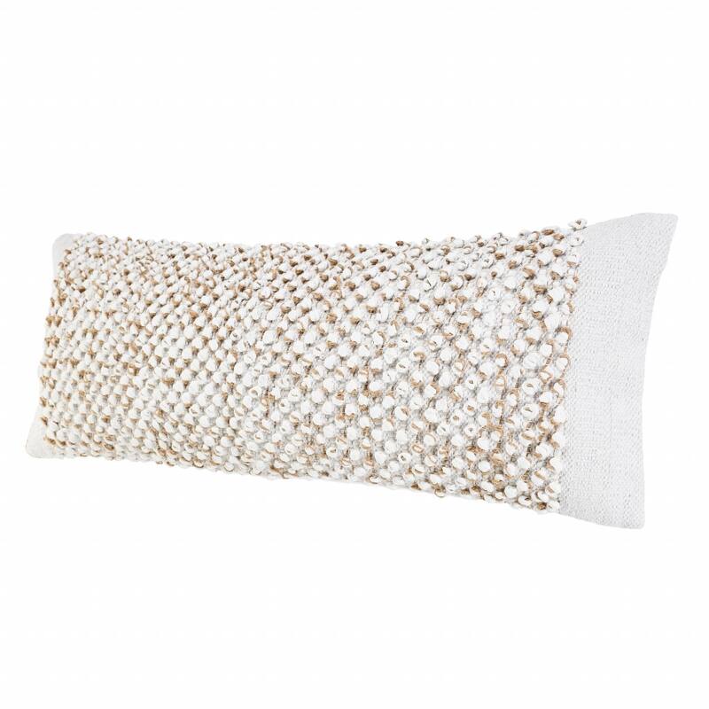 HomeRoots 14" X 36" White And Tan 100% Cotton Abstract Zippered Pillow