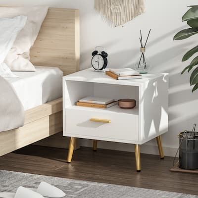 Timechee 20'' Tall 1 - Drawer Metal Legs Nightstand(One Piece)