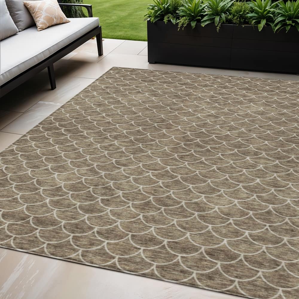 HomeRoots Geometric Transitional Rectangle Outdoor Rug