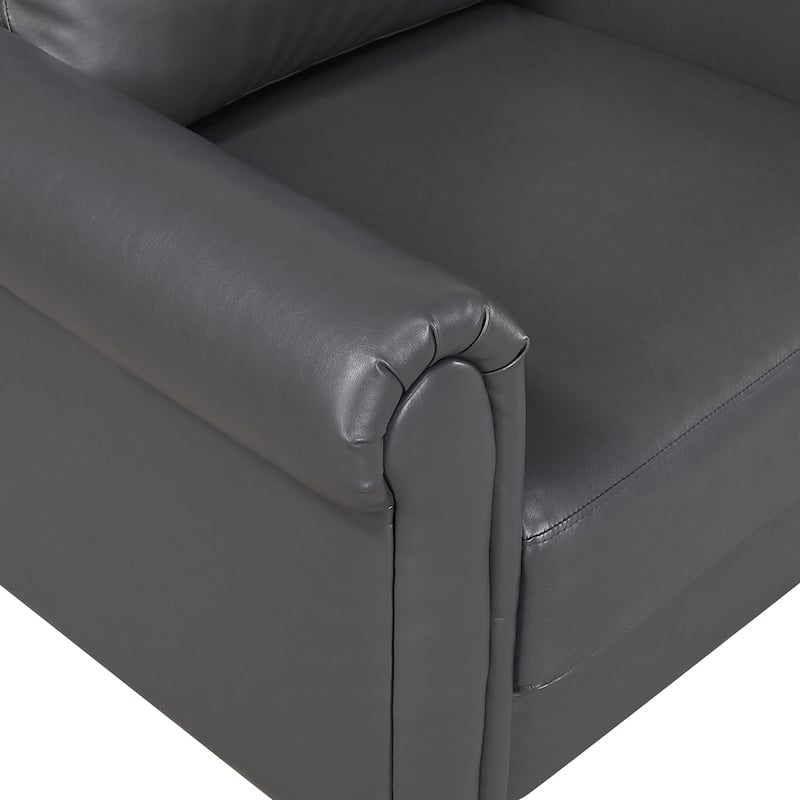 Frances 79" Faux Leather Living Room Sofa - Brown Finish Exposed Feet