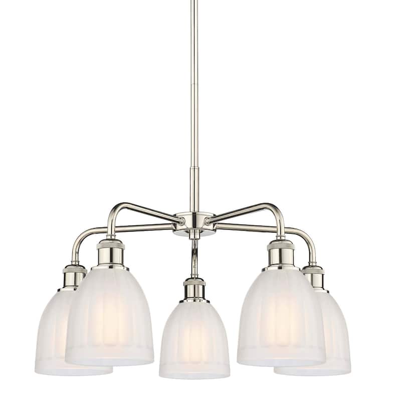 Innovations Lighting 516-5CR-15-24 Brookfield Chandelier Brookfield 5 - Polished Nickel / White