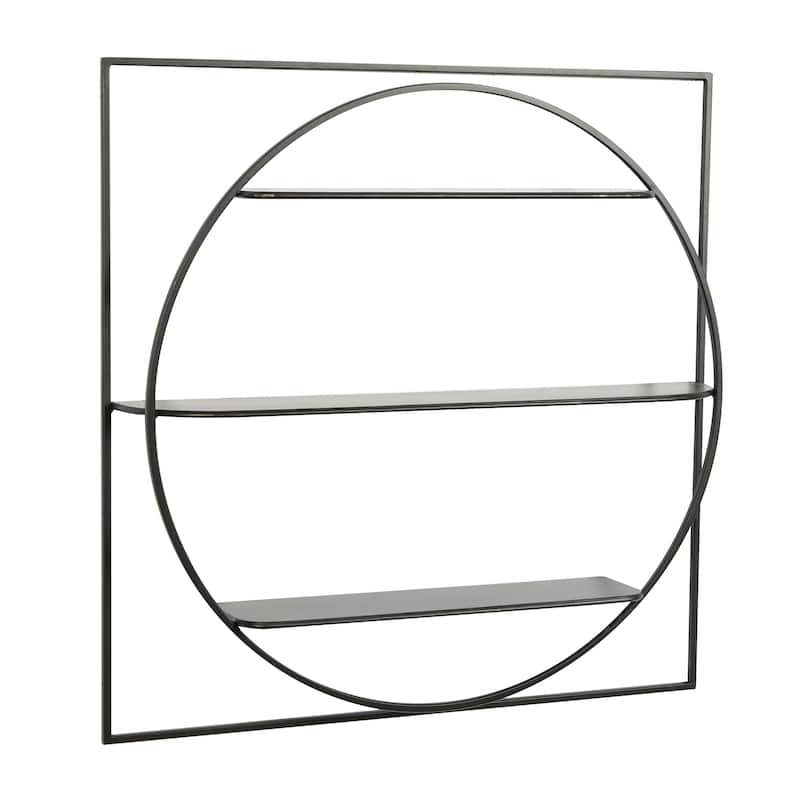 Metal 3 Shelves Wall Shelf - Black - Roche River Decor - 5"W x 32"L x 32"H