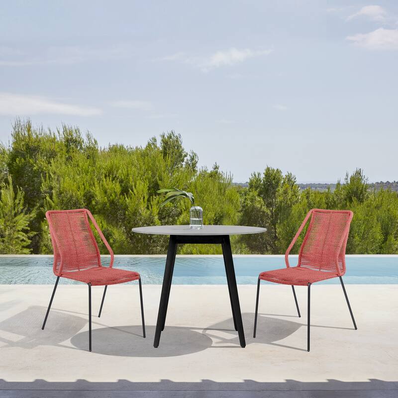 Clip Rope and Steel Indoor Outdoor Stack Dining Chairs - Set of 2