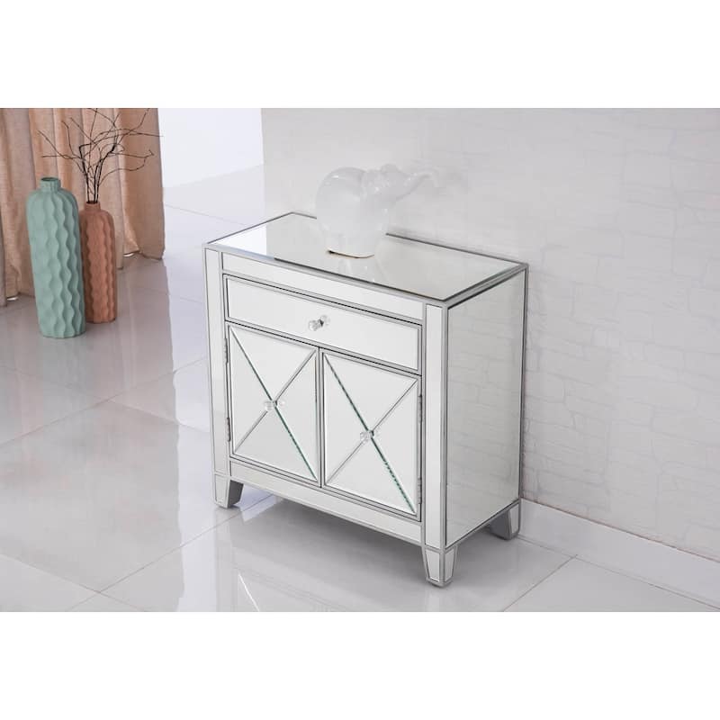 Elegant Lighting Contempo Silver 1 Drawer 2 Doors Cabinet