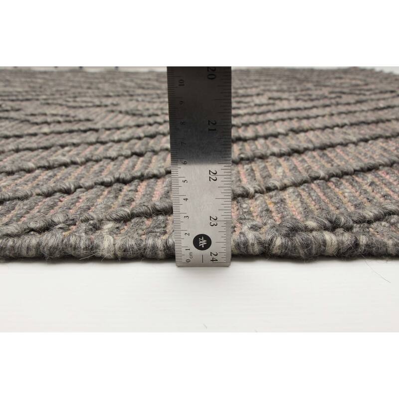 ECARPETGALLERY Braid weave Sienna Grey Wool Rug - 6'1 x 8'5