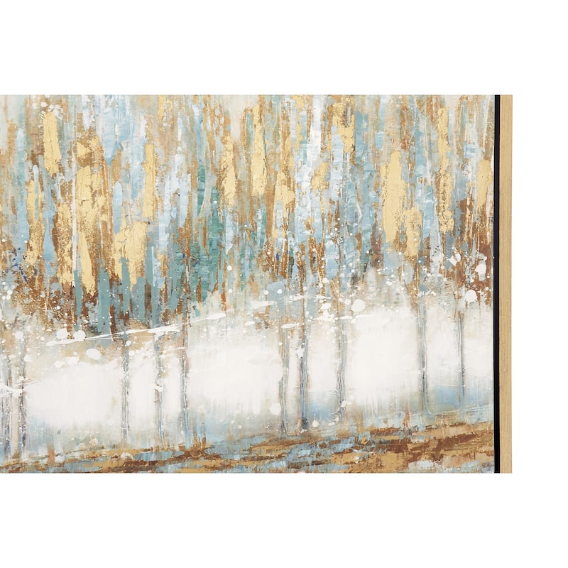 Canvas Tree Framed Wall Art with Gold Frame - Blue - Roche River Decor