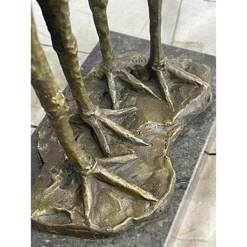 Two Birds Pelicans Storks Vultures Water Fowl Bronze Sculpture Statue On Marble Base