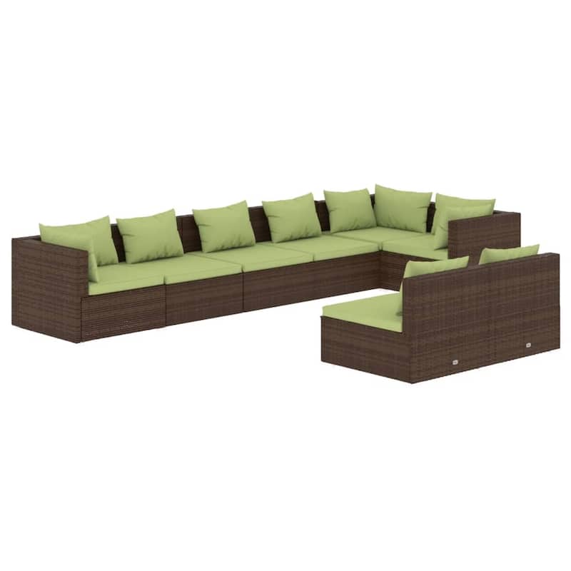 vidaXL Patio Lounge Set with Cushions Brown Poly Rattan - 27.6" x 27.6" x 24" - 27.6" x 27.6" x 24"
