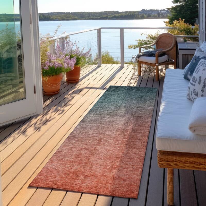 Java Ombre Weather Resistant Blended Style Outdoor Rug