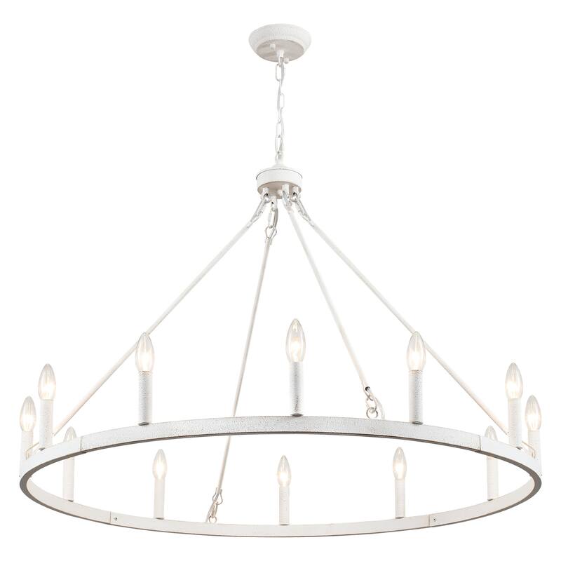12-Light 37.99 in. Rustic Wagon Wheel Chandelier for Bedroom Kitchen