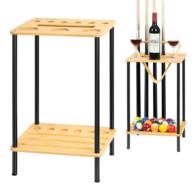 Floor Stand Billiard Stick Holder for Billiard Room Game Room Club - Natural