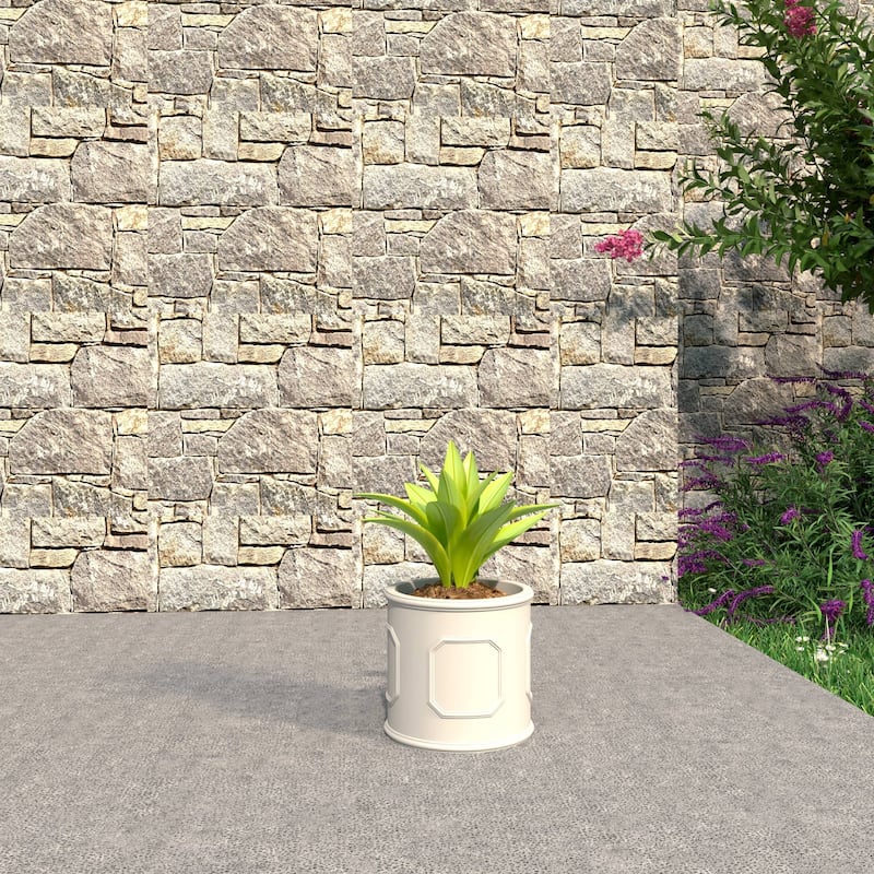 Meadow Round Fiberstone and MGO Clay Planter with Drainage for Indoor Outdoor Home Office Yard Patio Porch Decor