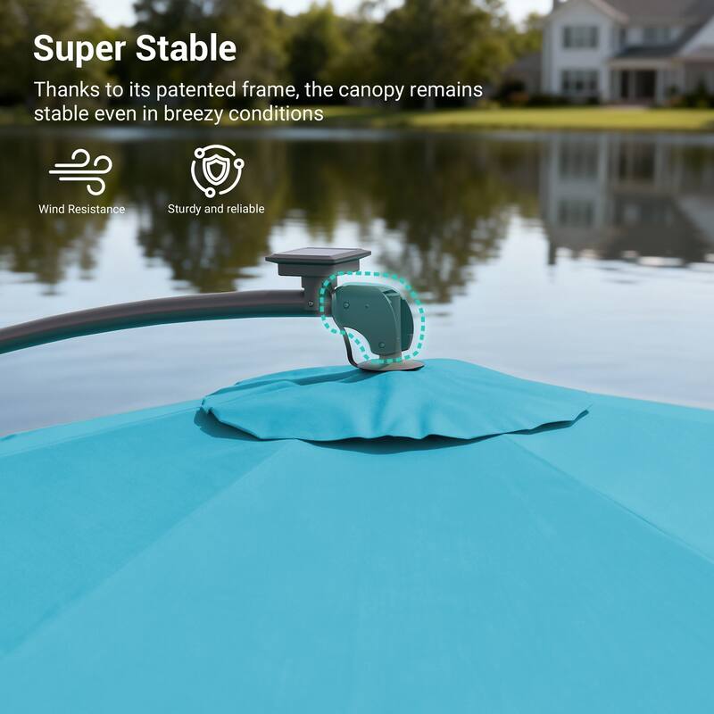 Sonkuki Outdoor 10FT LED lighted Patio Offset umbrella for Garden