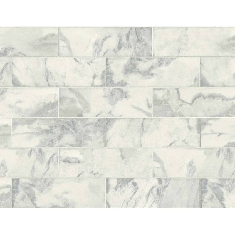Seabrook Designs Faux Marble Tile Unpasted Wallpaper - 27 in. W x 27 ft. L - Pearl