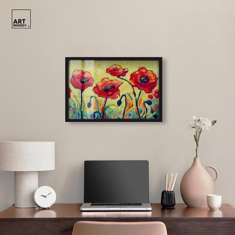 Red Poppy Field II Shadowbox by Art Remedy