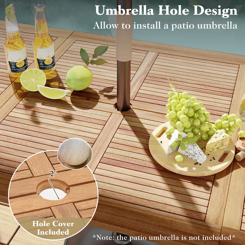 86.5-Inch Outdoor Dining Table w/Acacia Wood Tabletop & Metal Legs