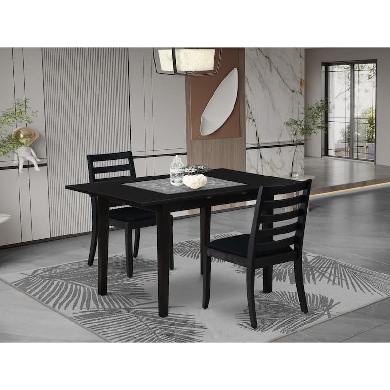 East West Furniture Dining Set Includes a Rectangle Table and Stackable Dinner Chairs, Black (Pieces & Seat Type Options) - NFX13-BLK-24