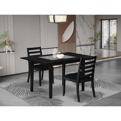 East West Furniture Dining Set Includes a Rectangle Table and Stackable Dinner Chairs, Black (Pieces & Seat Type Options)