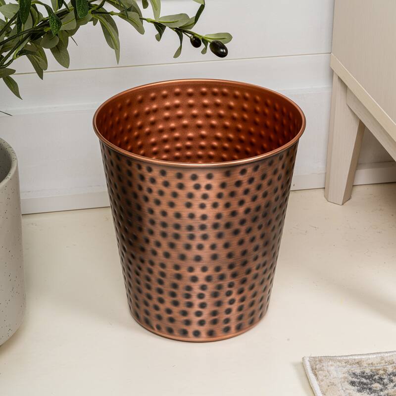 happimess Axel Modern Minimalist Hammered Steel 2-Gallon Wastebasket