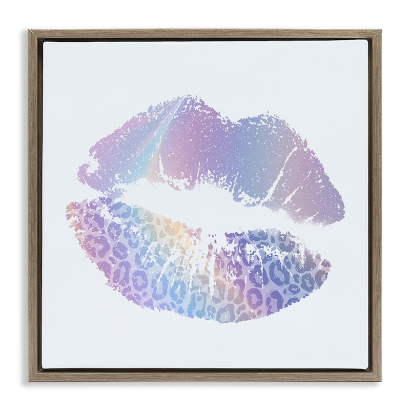 Stupell Purple Rainbow Lipstick Framed Floater Canvas Wall Art Design By Kim Allen - 18 x 18 - Brown