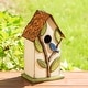 preview thumbnail 12 of 53, Glitzhome 10"H Multicolor Cute Distressed Solid Wood Birdhouse with 3D Flowers
