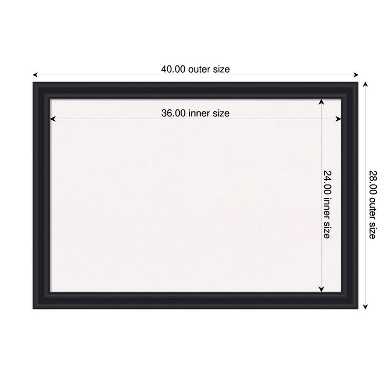 Dalat Black Framed Cork Board - Bulletin Board, Organization Board, Pin Board - White - 40 x 28 in