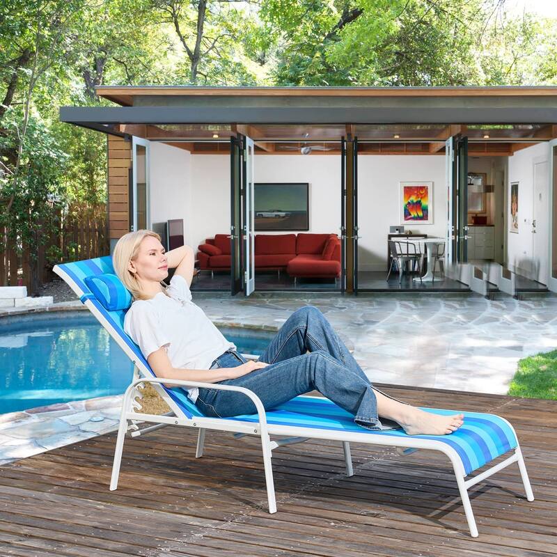 EROMMY Outdoor Patio Lounge Chair, Adjustable Recliner Outdoor Lounge Chairs, Multiple Colors Available