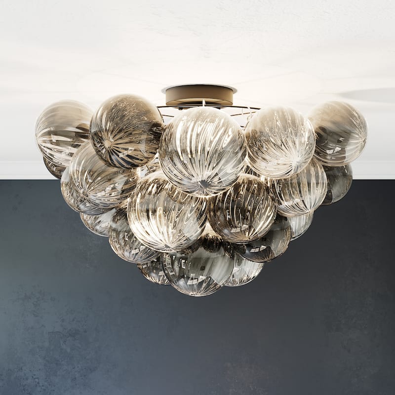 Eroile 1-light Modern Dimmable Glass Flush Mount Ceiling Lighting