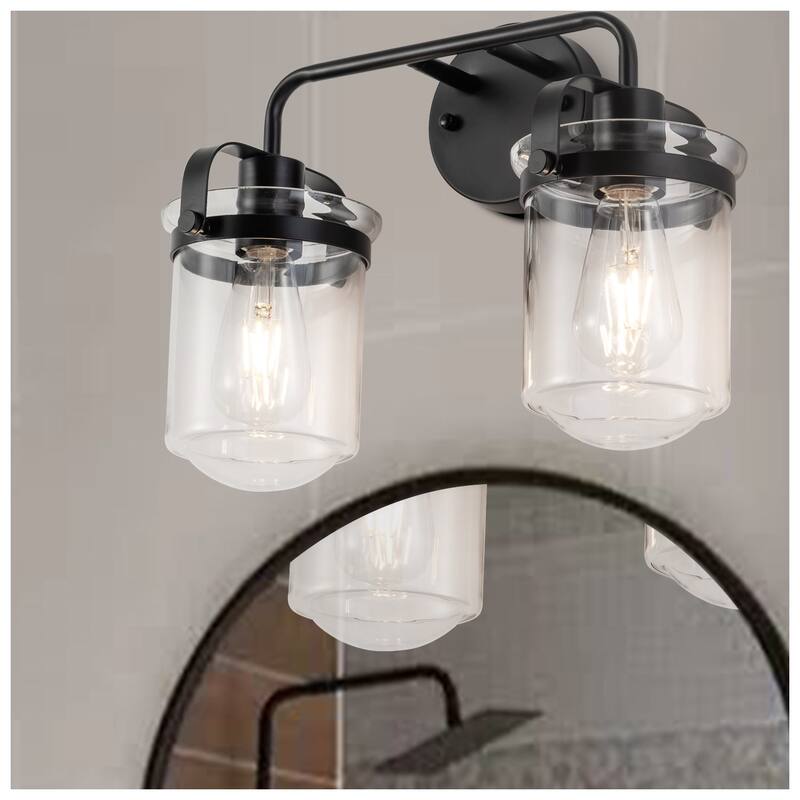 16 Inch Bathroom Vanity Lighting with 2-Lights and Clear Glass Shade