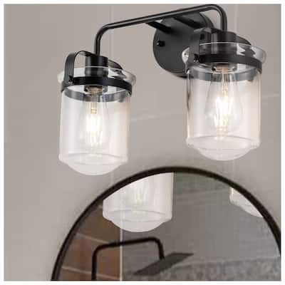 16 Inch Bathroom Vanity Lighting with 2-Lights and Clear Glass Shade