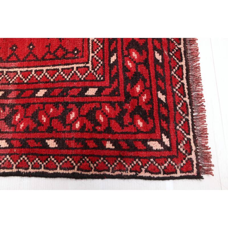 ECARPETGALLERY Hand-knotted Baluch Red Wool Rug - 3'6 x 6'4