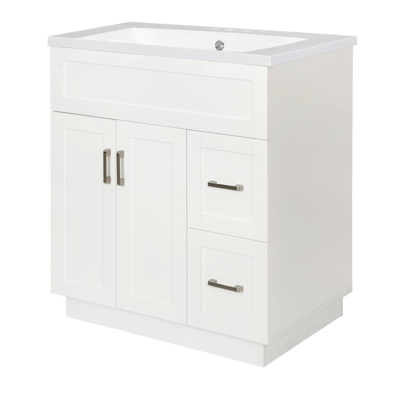 GDFStudio - Transitional Bathroom Vanity with SMC Resin Sink, Adjustable Shelves, Soft-Close Doors & Hidden Drawers