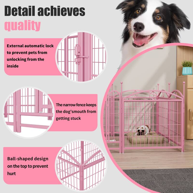 Dog Playpen Indoor 24 inch 8 Panels Metal Dog Pen Pet Dog Fence