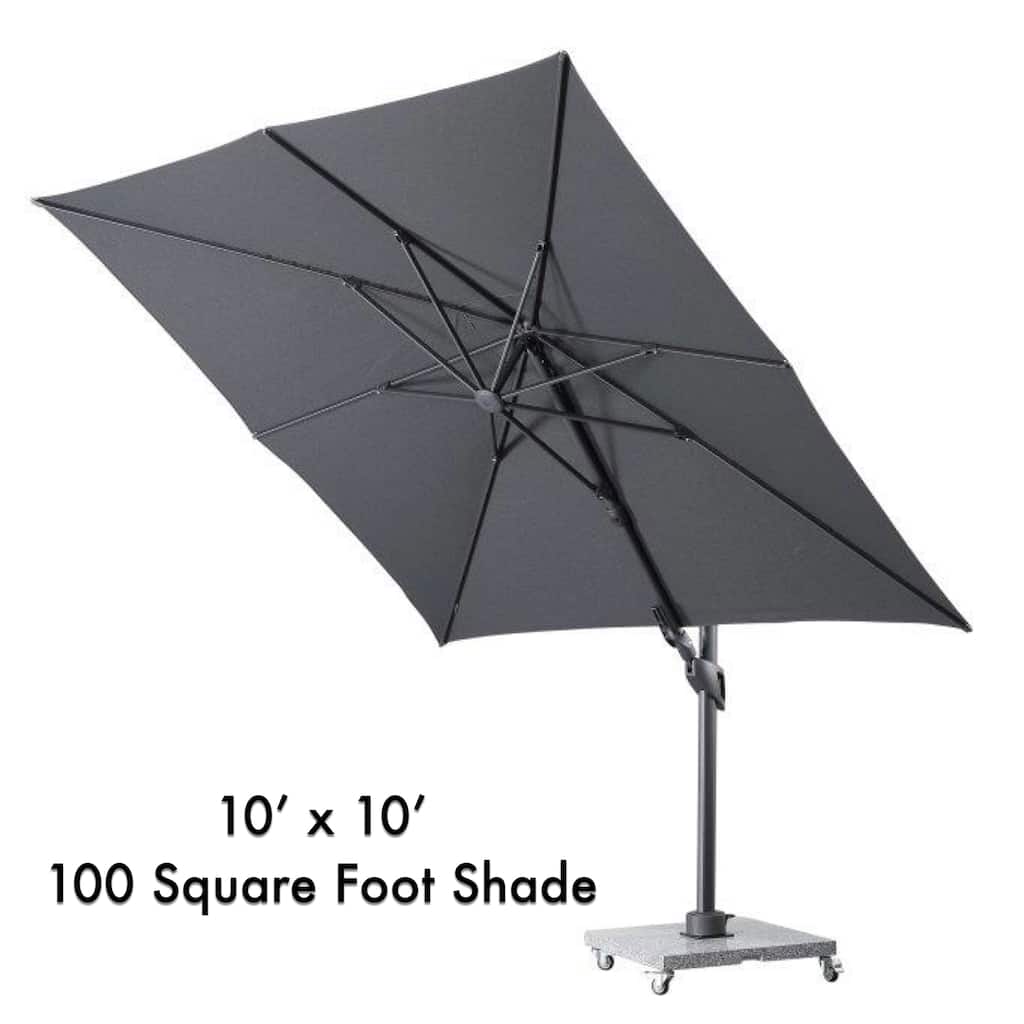 Margutta 10 ft. Square Aluminum Cantilever Tilt Outdoor Patio Umbrella with Granite Base in Smoke Gray