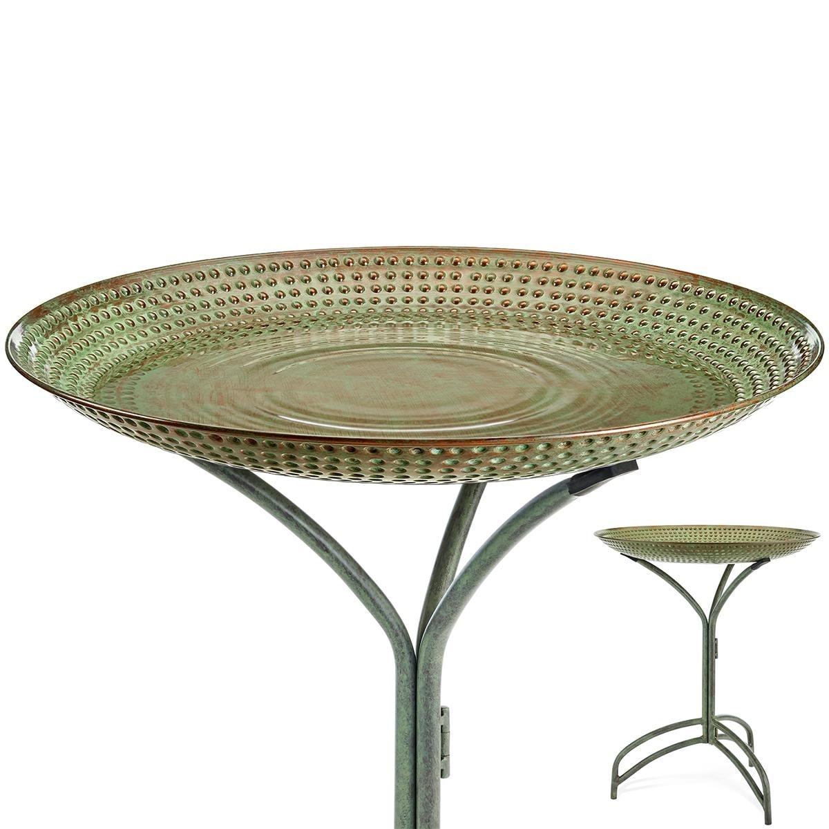 20" Blue Verde Copper Bird Bath with Stand