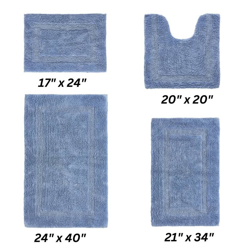 Better Trends Bath Rugs 100% Cotton Reversible Highly Water Absorbent Bathroom Rug for Shower, Sink, Bath Mats - Lux Collection