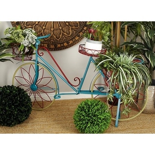 Colorful Metal Vintage Whimsical Eclectic Bicycle Plant Stand - 54 x 18 x 32