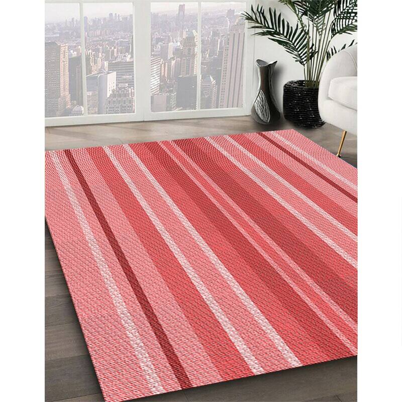 Ahgly Company Machine Washable Transitional Light Coral Pink Area Rugs
