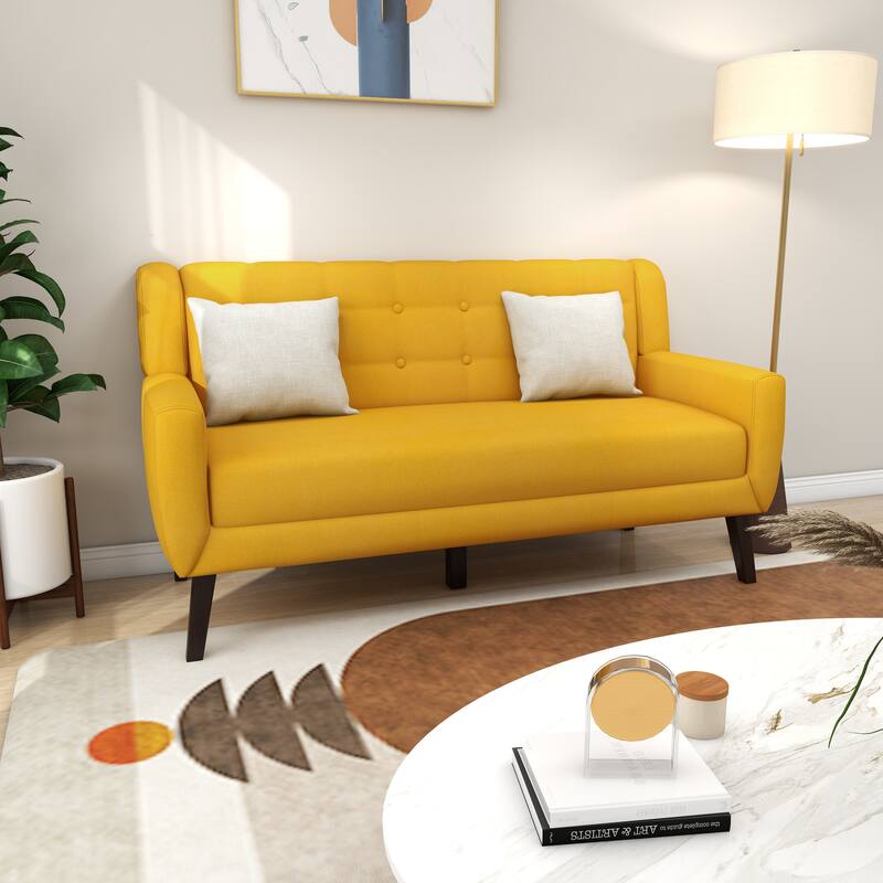 3-Piece Tufted Linen Armchair and Loveseat Set