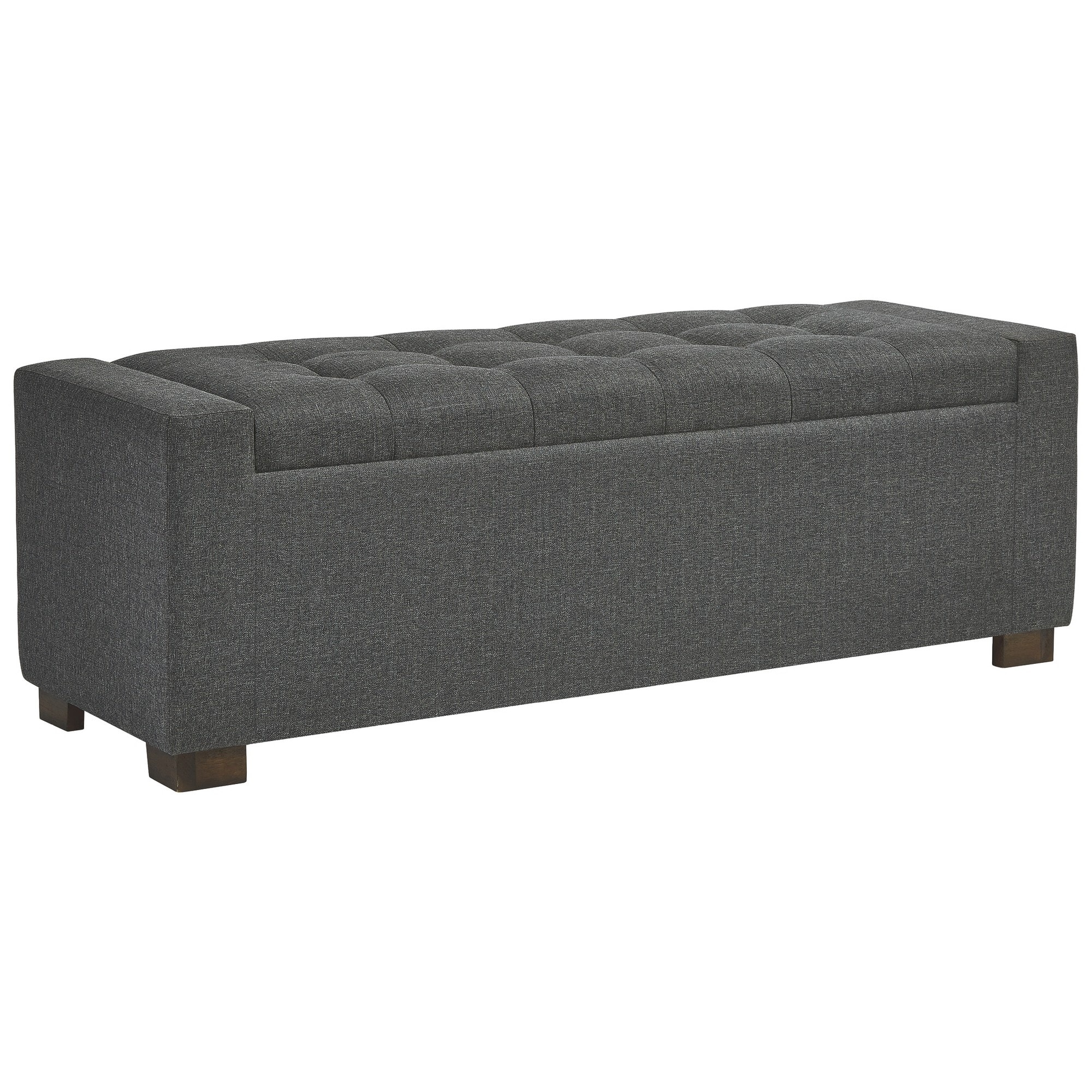 Dark gray shop storage bench