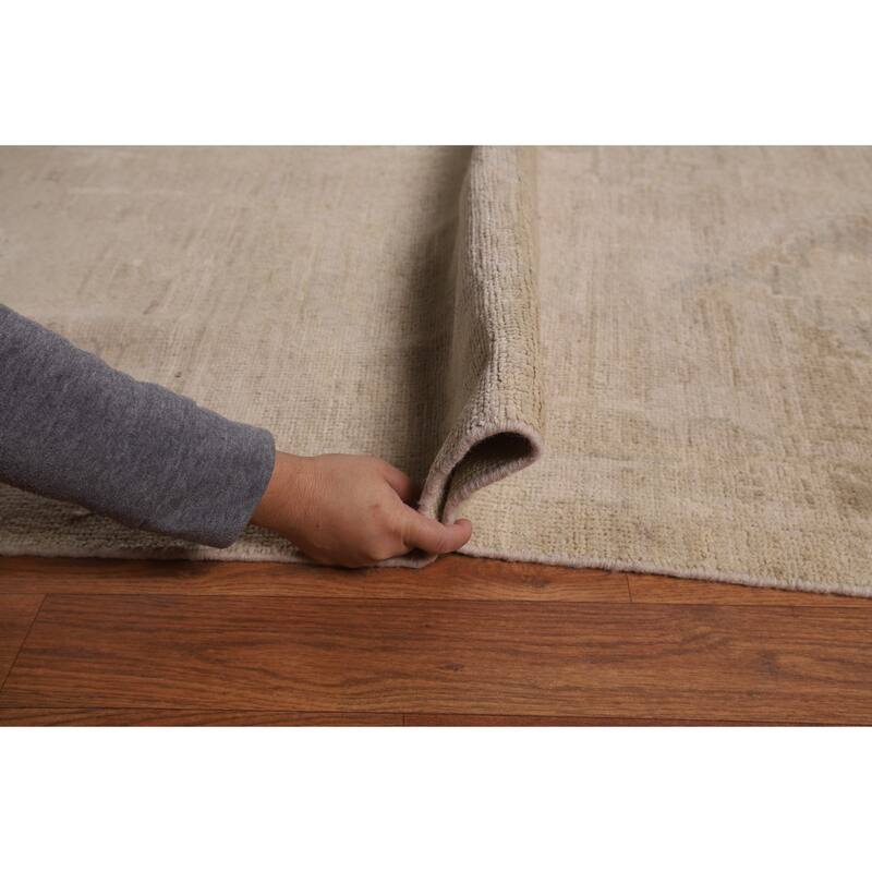 Vegetable Dye Oushak Oriental Large Rug Handmade Floral Wool Carpet - 11'10"x 14'1"