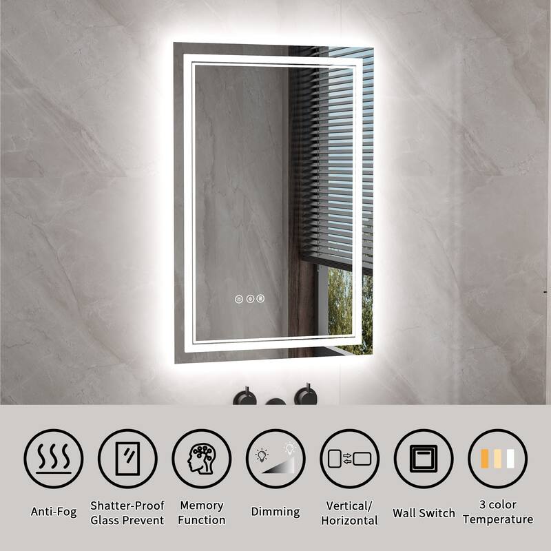 Modland Small Size LED Bathroom Mirror Back & Front Lighted Anti-Fog