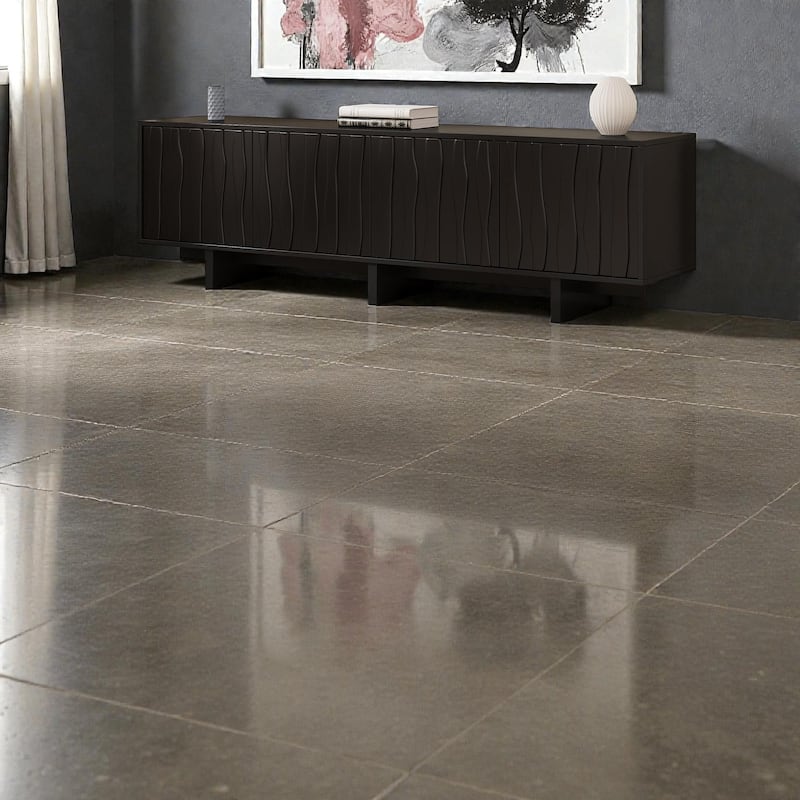 Retro Wood Grain TV Stand with Wavy Doors, Rustic Media Console for TVs up to 75", Storage Cabinet