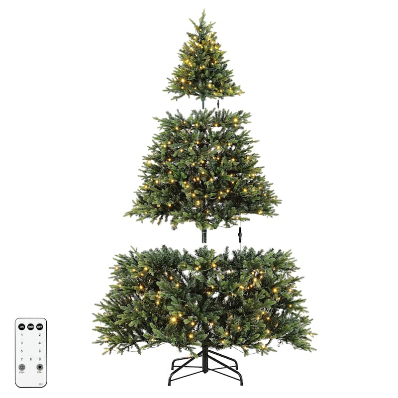 SAFAVIEH 7.5 Ft, Green, Pre-Lit Artificial Christmas Tree - 60"W x 60"D x 90"H