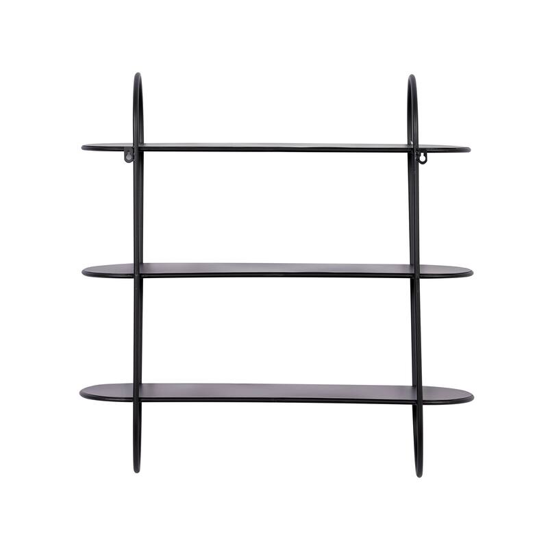 Black Metal Oval 3 Shelf Wall Shelf