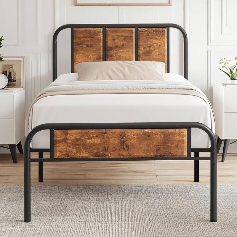 VECELO Platform Bed Frame with Wood Headboard,Twin/Full/Queen Size Bed